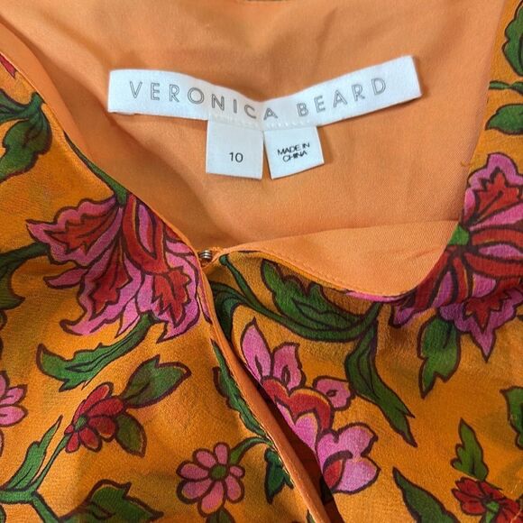 Veronica Beard Randa Top Hot Orange Multi Floral Silk Blouse 0 Romantic NWT $378 - Picture 8 of 8